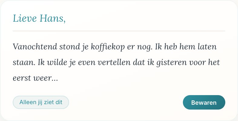Een brief in het privé dagboek, met de melding dat alleen jij dit ziet